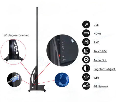 Floor Standing Led Digital Poster Display Control Wifi USB Movable Advertising LED Screen